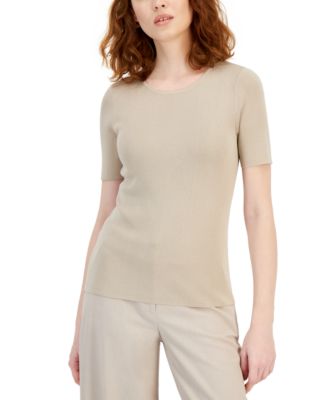 Women's Fine-Rib Crewneck Sweater T-Shirt