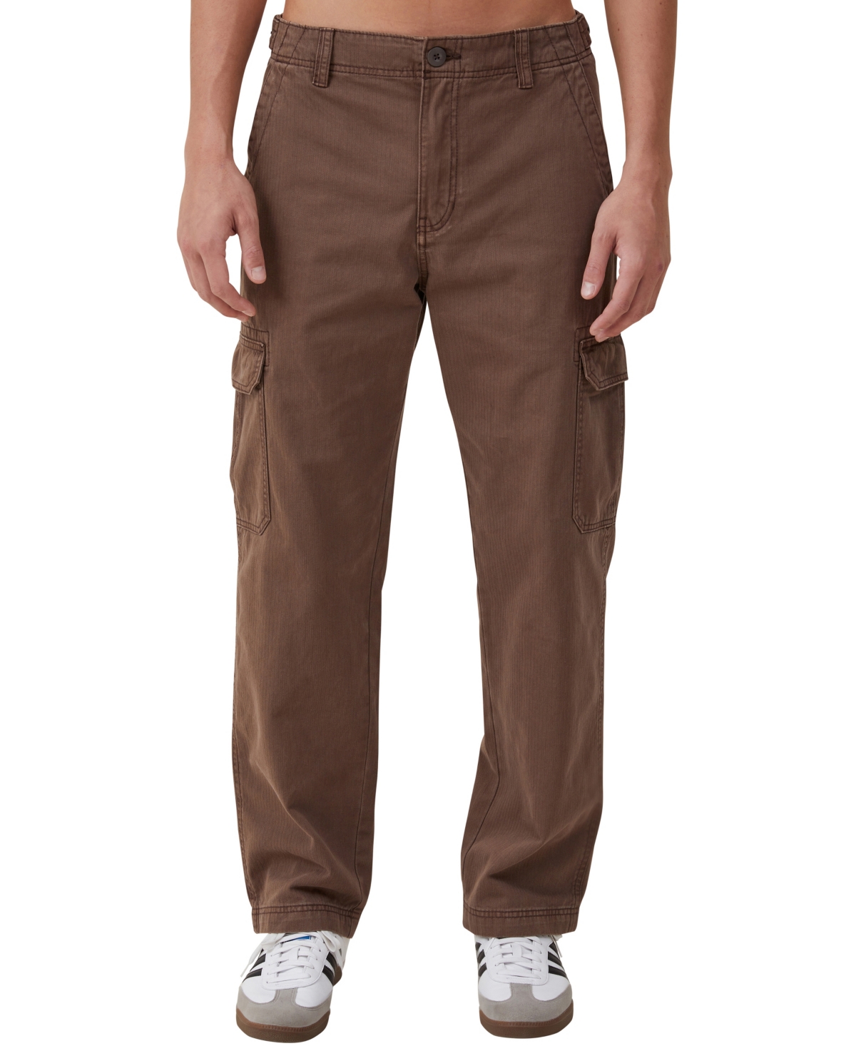 Shop Cotton On Men's Tactical Cargo Pants In Vintage Dark Brown Herringbone