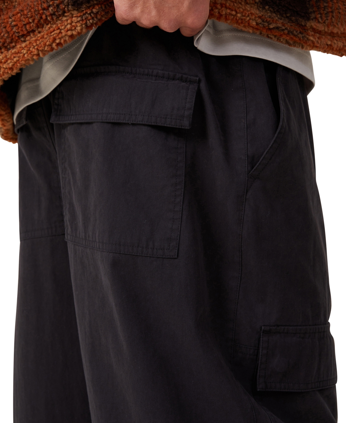 Shop Cotton On Men's Parachute Super Baggy Pants In Black Zip Off