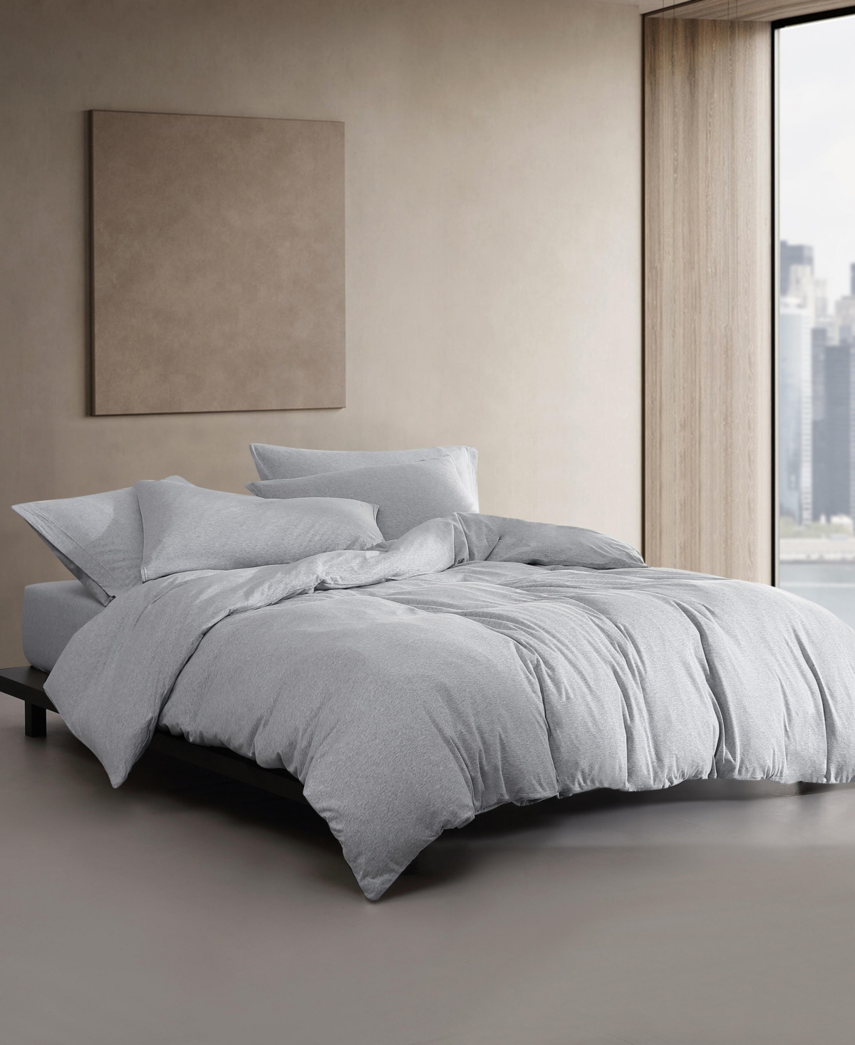 Calvin Klein Closeout!  Modern Cotton Melange Tencel Jersey 3 Piece Duvet Cover Set, King In White