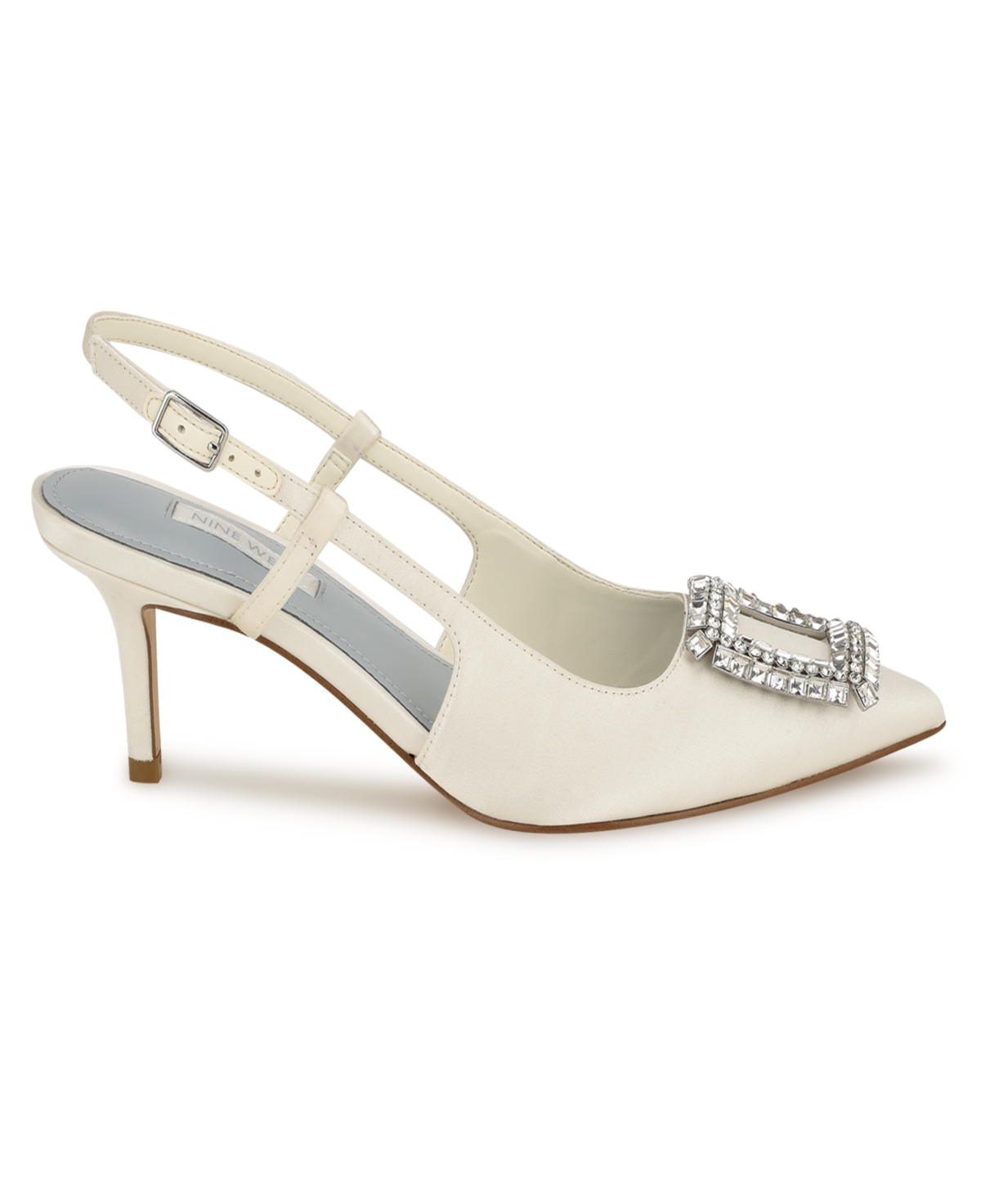 Shop Nine West Women's Aimey Bridal Kitten Heel Dress Pumps In Ivory Satin