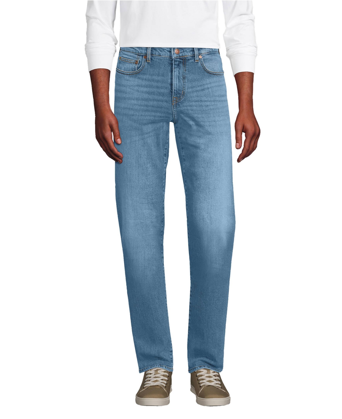Lands' End Men's Recover 5 Pocket Traditional Fit Comfort Waist Denim Jeans