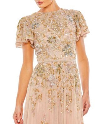 【Mac Duggal】Embellished Illusion Butterfly Gown 関税送料込 Mac Duggal Embellished Illusion Butterfly Sleeve A-Line Gown