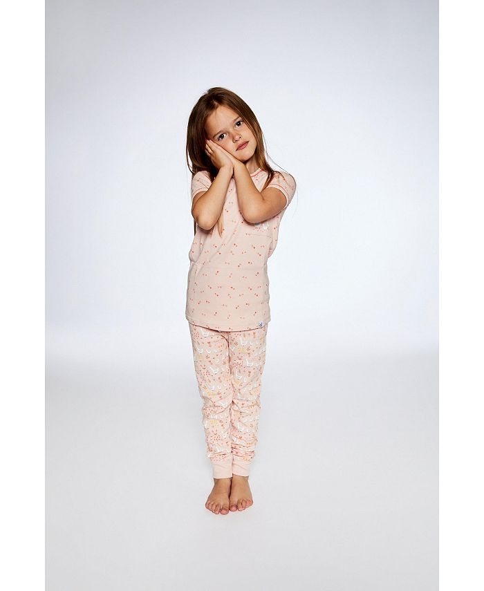 Deux par Deux Girl Organic Cotton Two Piece Pajama Set Pink Printed ...