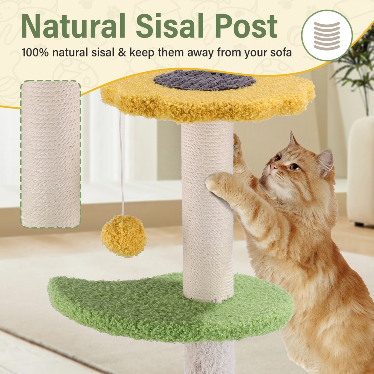 Sugift Multi-layer Cat Tree with Perch and Hanging Ball