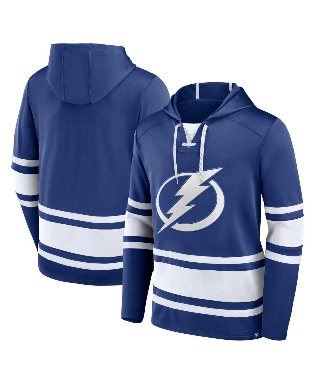 Shop Fanatics Men's  Blue Tampa Bay Lightning Puck Deep Lace-up Pullover Hoodie