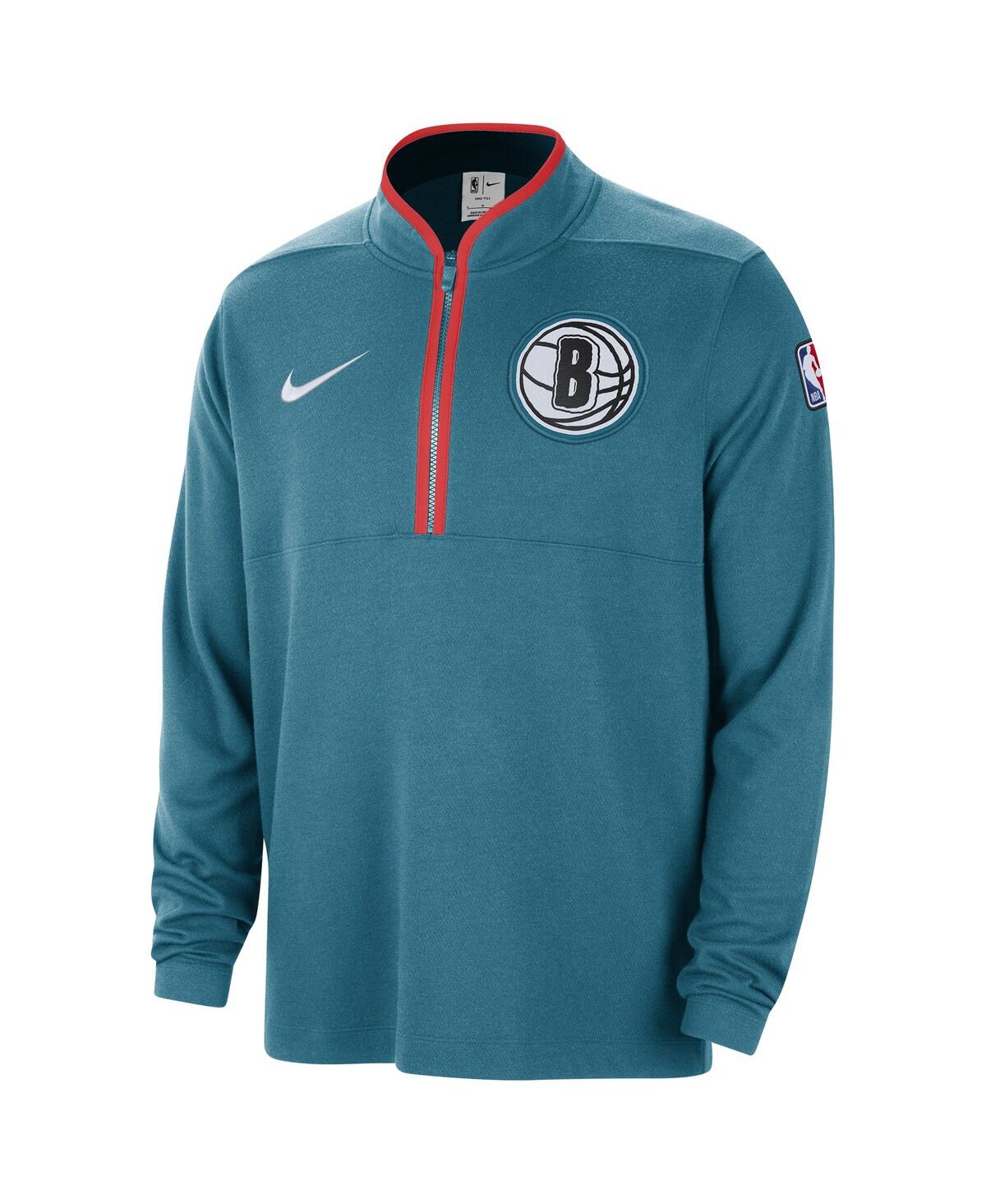 Men's NikeBrooklyn Nets 2023/24 City Edition Authentic Coaches Half-Zip Sweatshirt - Teal