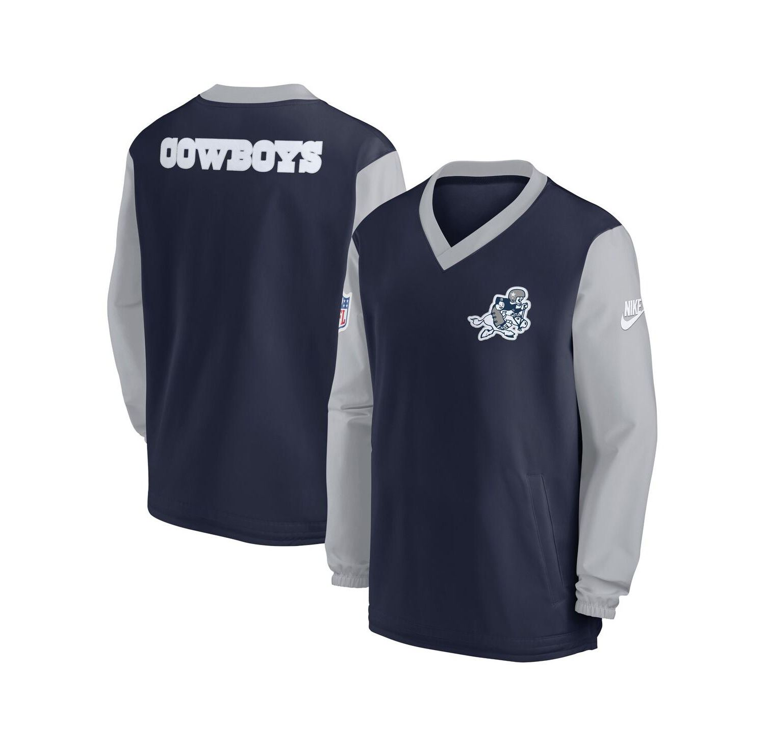 Men's Navy Dallas Cowboys 2023 Sideline V-Neck Pullover Windshirt