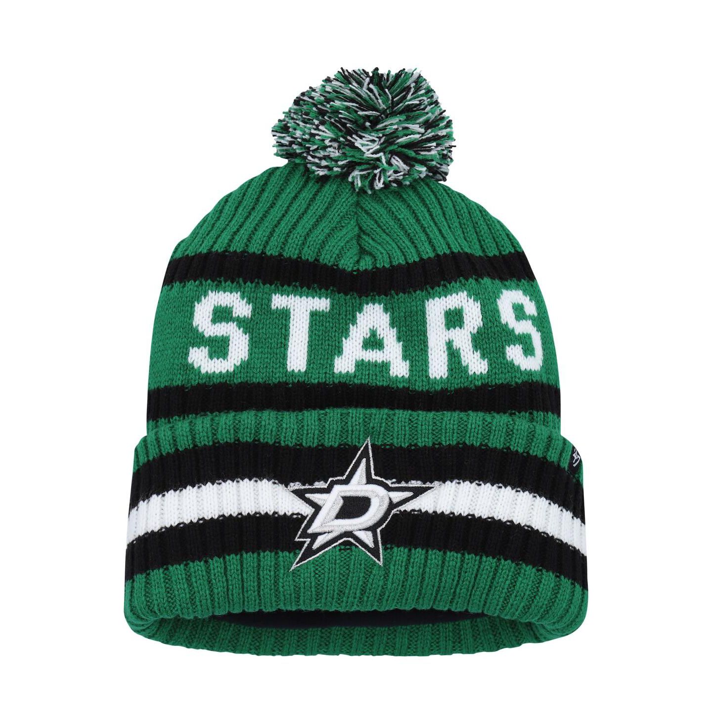 Мужская шапка '47 Brand Kelly Green Dallas Stars Bering Cuffed Knit Hat with Pom — фото 1