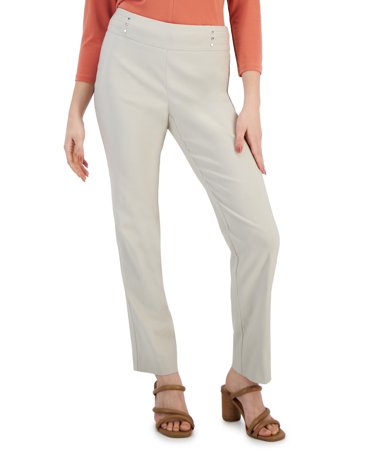 Jm Collection Petite Studded-Rivet Straight-Leg Pants, Petite & Petite Short, Created for Macy's