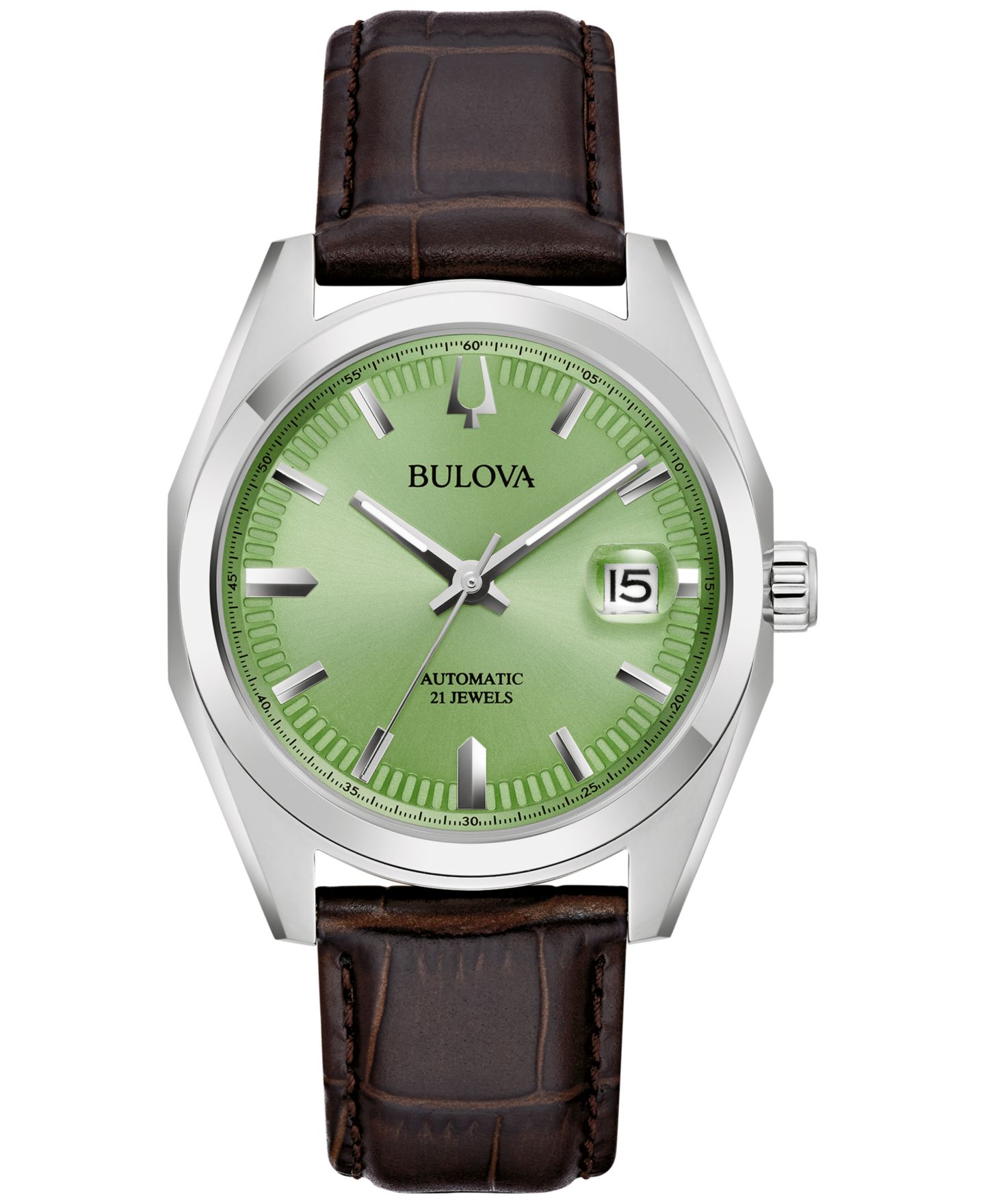 Мужские часы Bulova Automatic Surveyor Brown Leather Strap Watch 39mm — фото 1