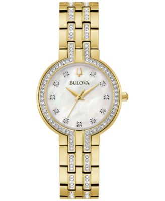 Women's Classic Crystal Gold-Tone Stainless Steel Bracelet Watch 30mm Gift Set