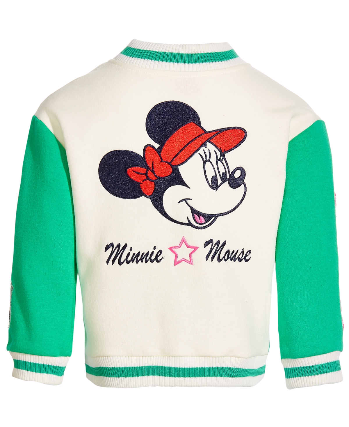 Shop Disney Toddler & Little Girls Minnie Mouse Varsity Bomber Jacket In Off White