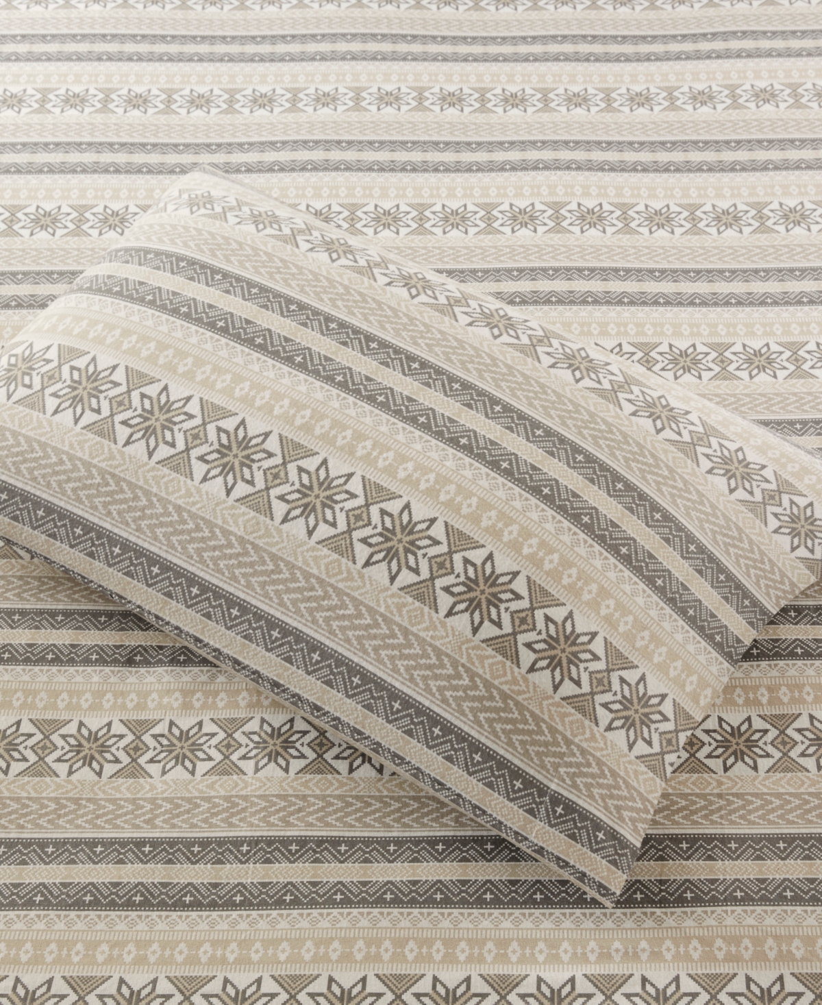 Shop Sleep Philosophy True North By  Novelty Printed Cotton Flannel 3-pc. Sheet Set, Twin Xl In Gray,taupe Nordic