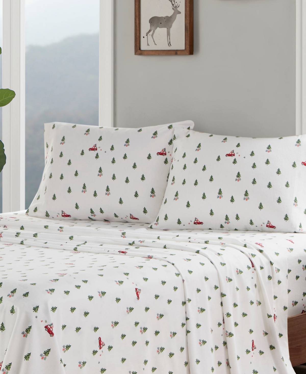 Woolrich Printed Flannel 4-pc. Sheet Set, California King In Green Tree