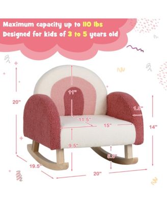 Kids Rocking Chair Children Armchair Velvet Upholstered Sofa w/ Solid Wood Legs