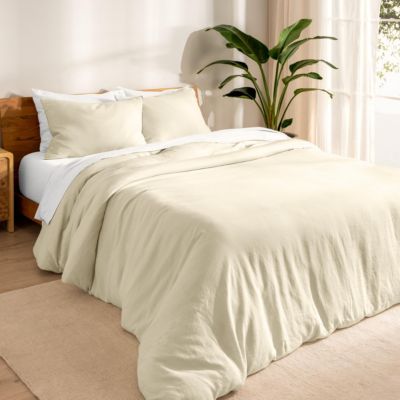 Linen European Flax 3 Piece Duvet Cover Set, Queen