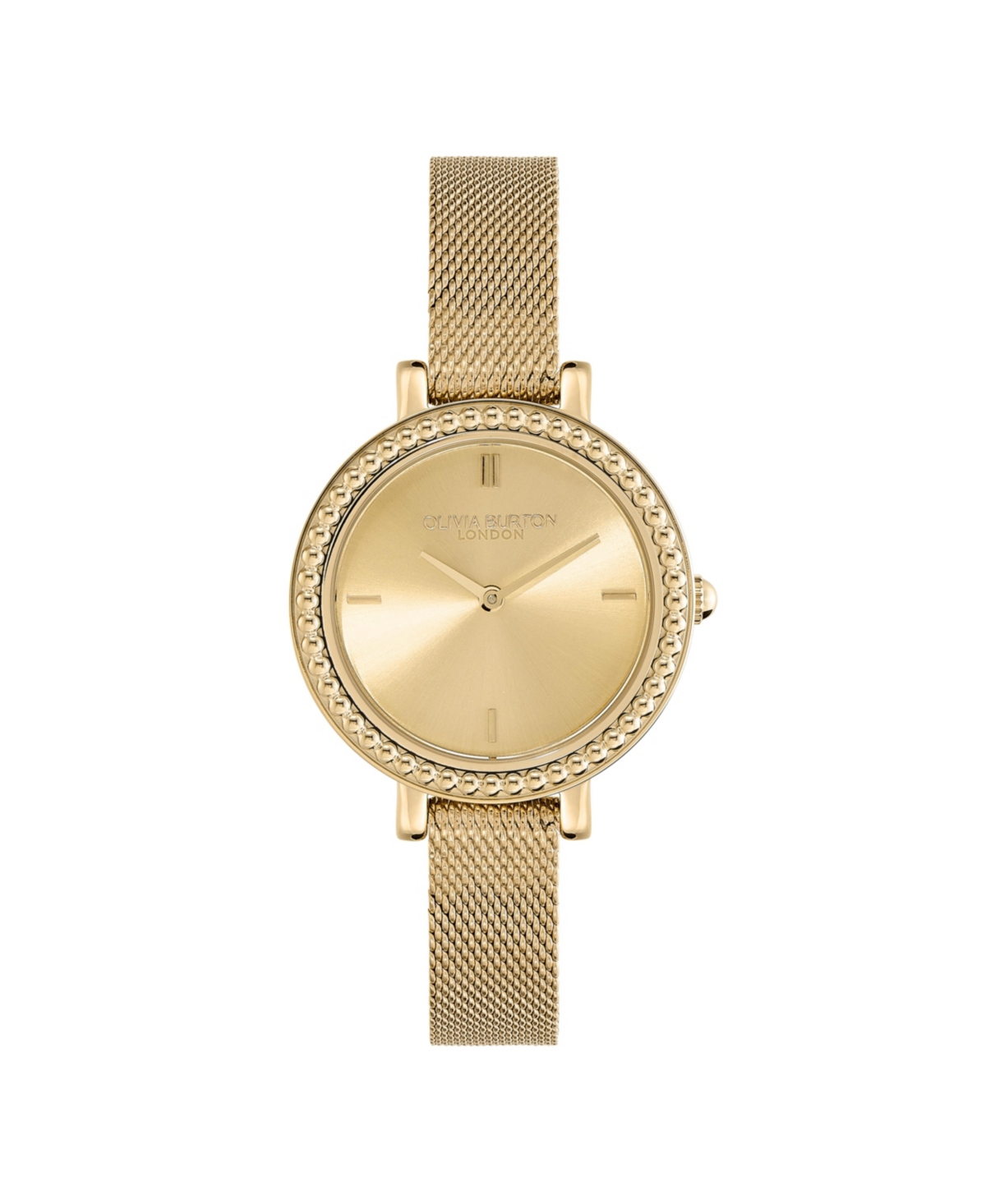 Olivia Burton Women's Vintage-like Bead Gold-tone Stainless Steel Mesh Watch 30mm