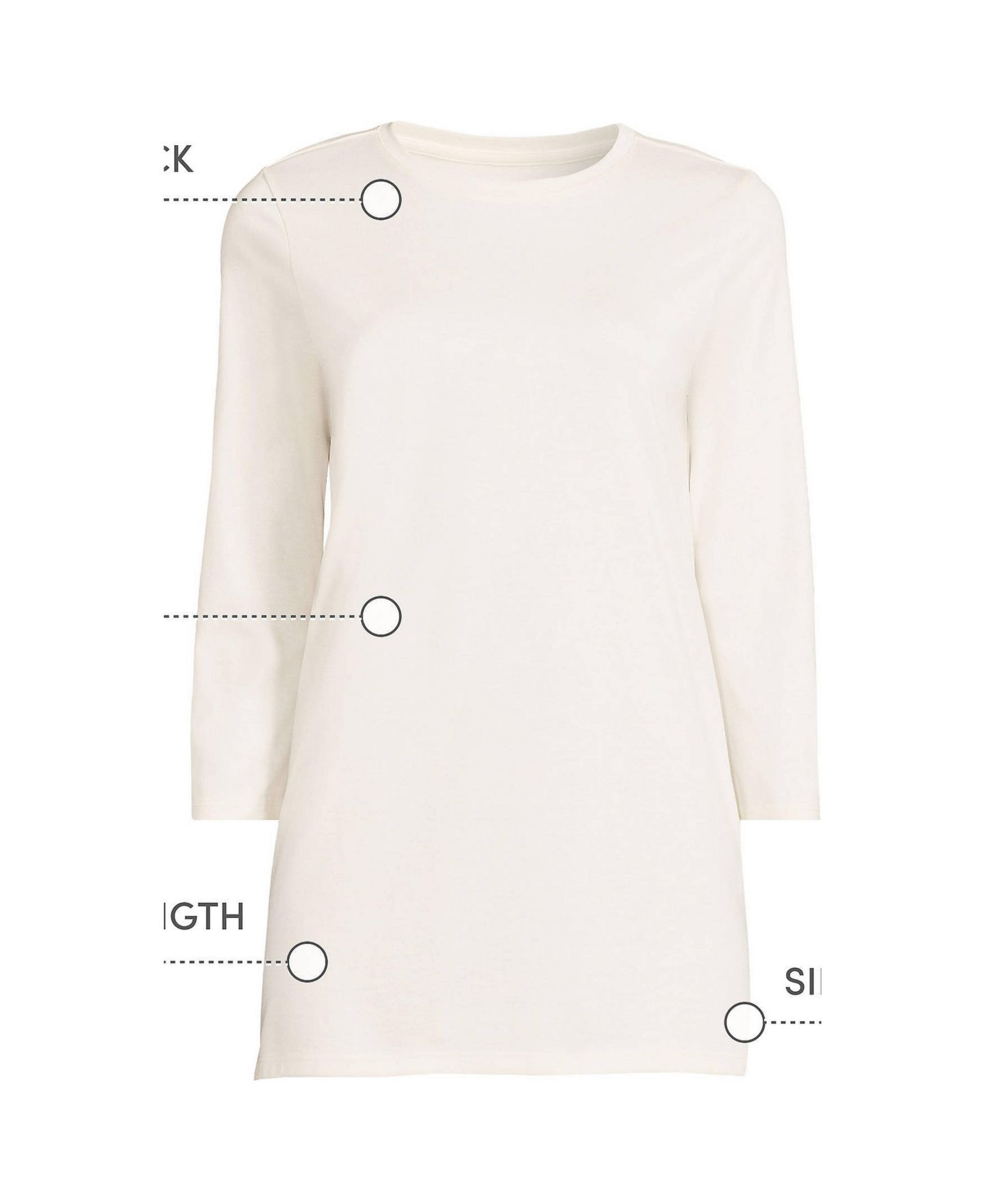 Женский топ Lands' End Sleeve Cotton Supima Tunic, цвет: Слоновая кость — фото 3
