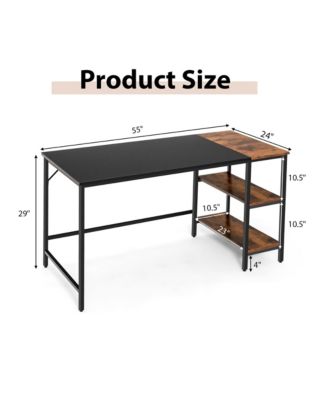 55'' Computer Desk Writing Workstation Study Table Home Office with Bookshelf