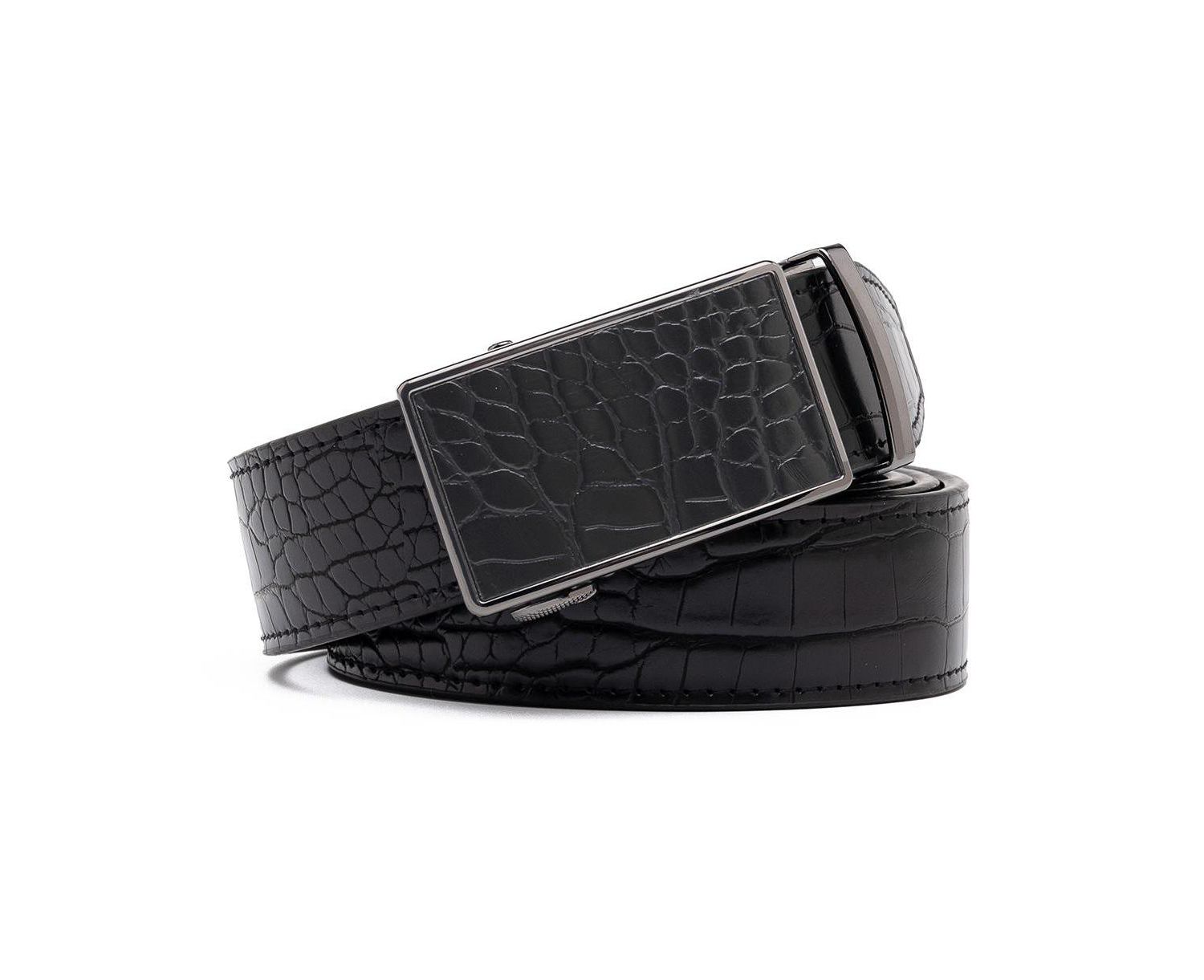 Men's Genuine Leather Crocodile Design Dress Belt with Automatic Buckle