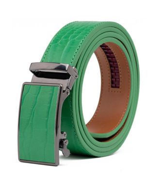 Men's Genuine Leather Crocodile Design Dress Belt with Automatic Buckle