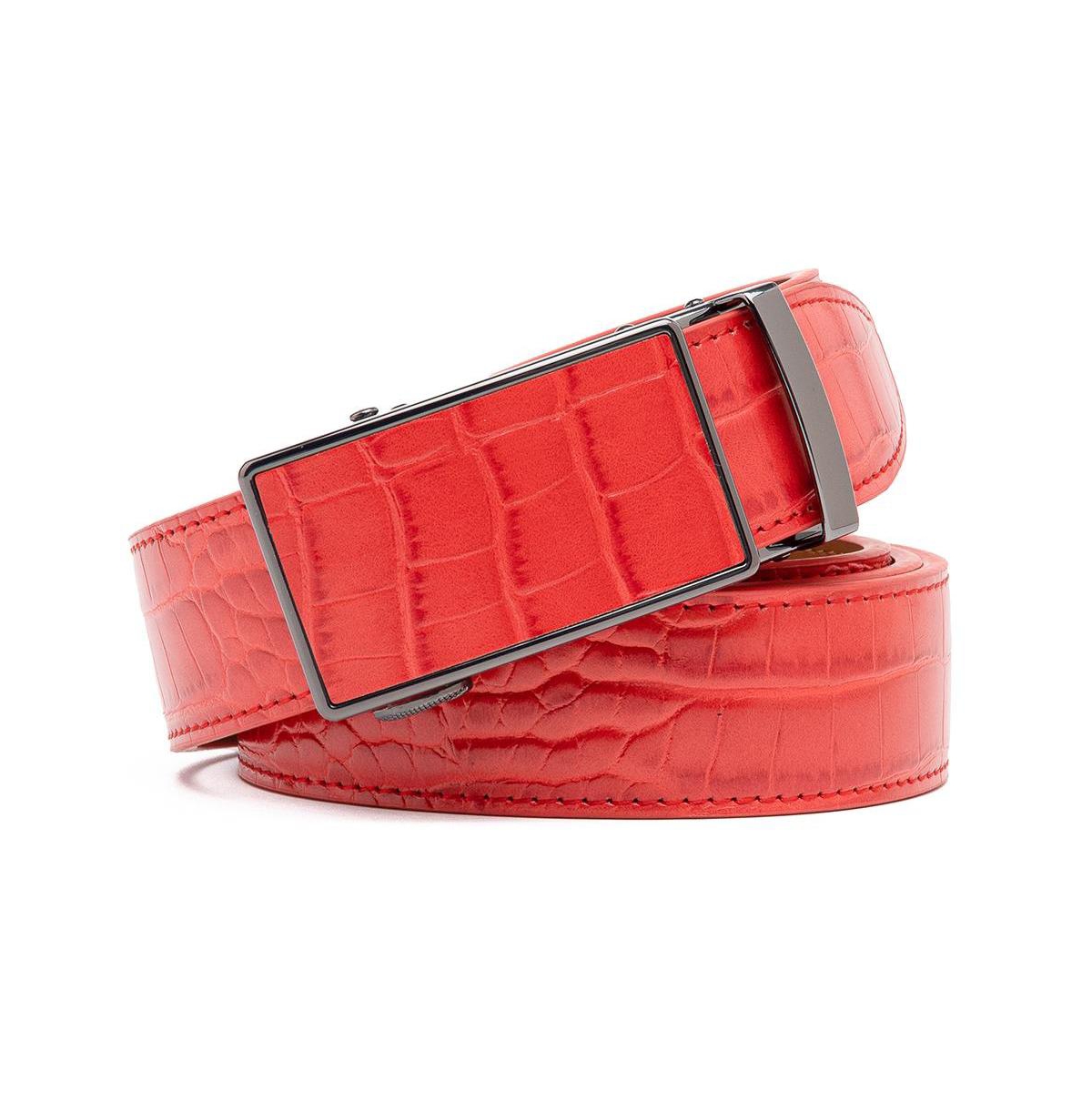 Men's Genuine Leather Crocodile Design Dress Belt with Automatic Buckle - Yellow