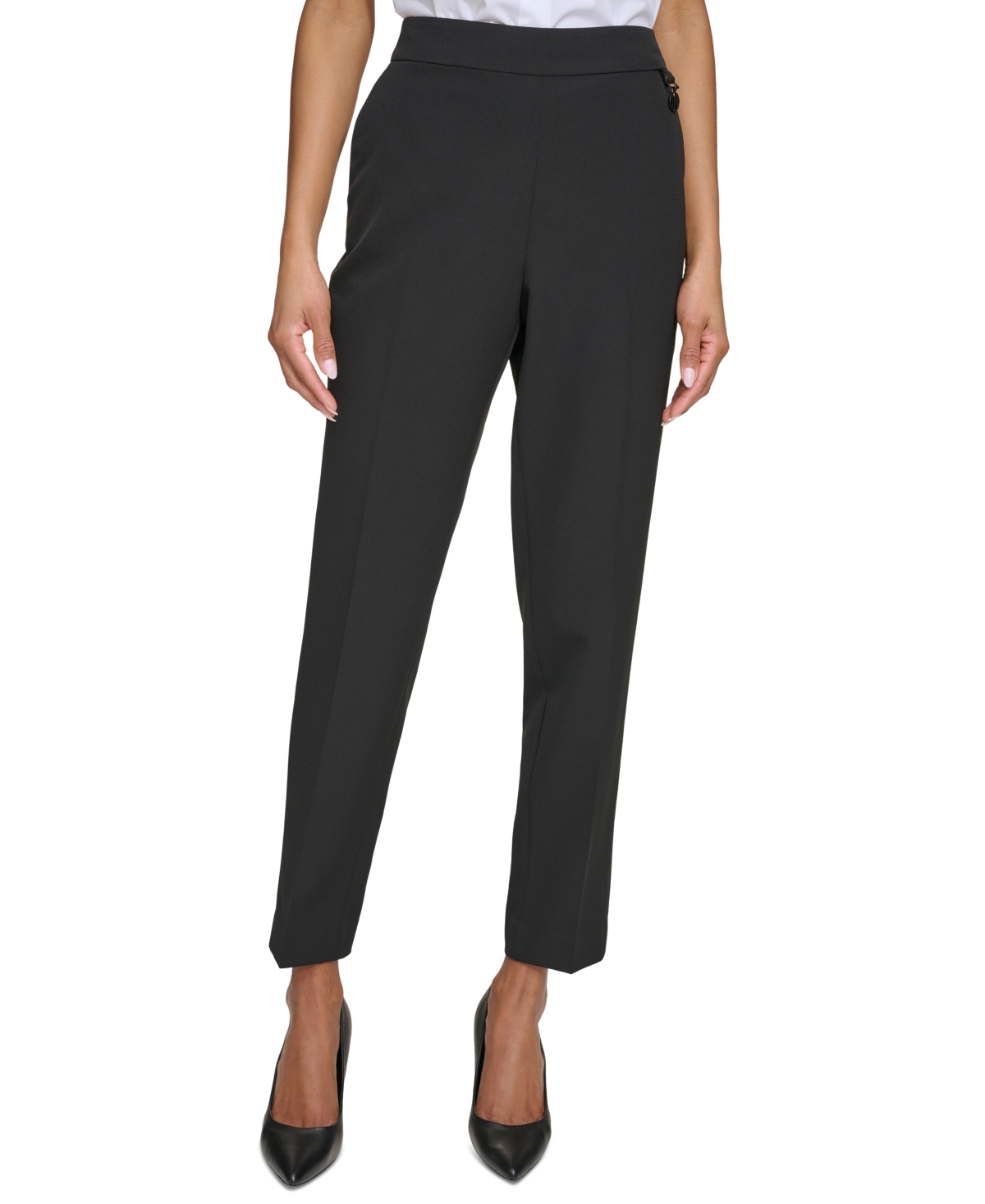 Shop Karl Lagerfeld Women's Logo Slim-leg Pants In Black