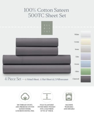 500 Thread Count 100% Cotton Sateen 4-Pc. Sheet Set, California King