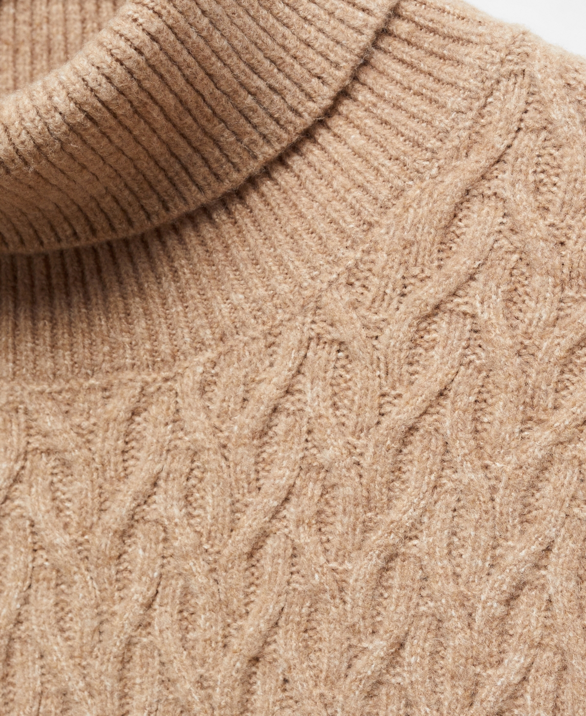 Shop Mango Men's Braided Turtleneck Sweater In Medium Brown