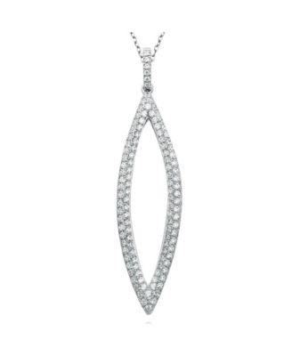 Sterling Silver Pave Cubic Zirconia Open Marquise Drop Pendant