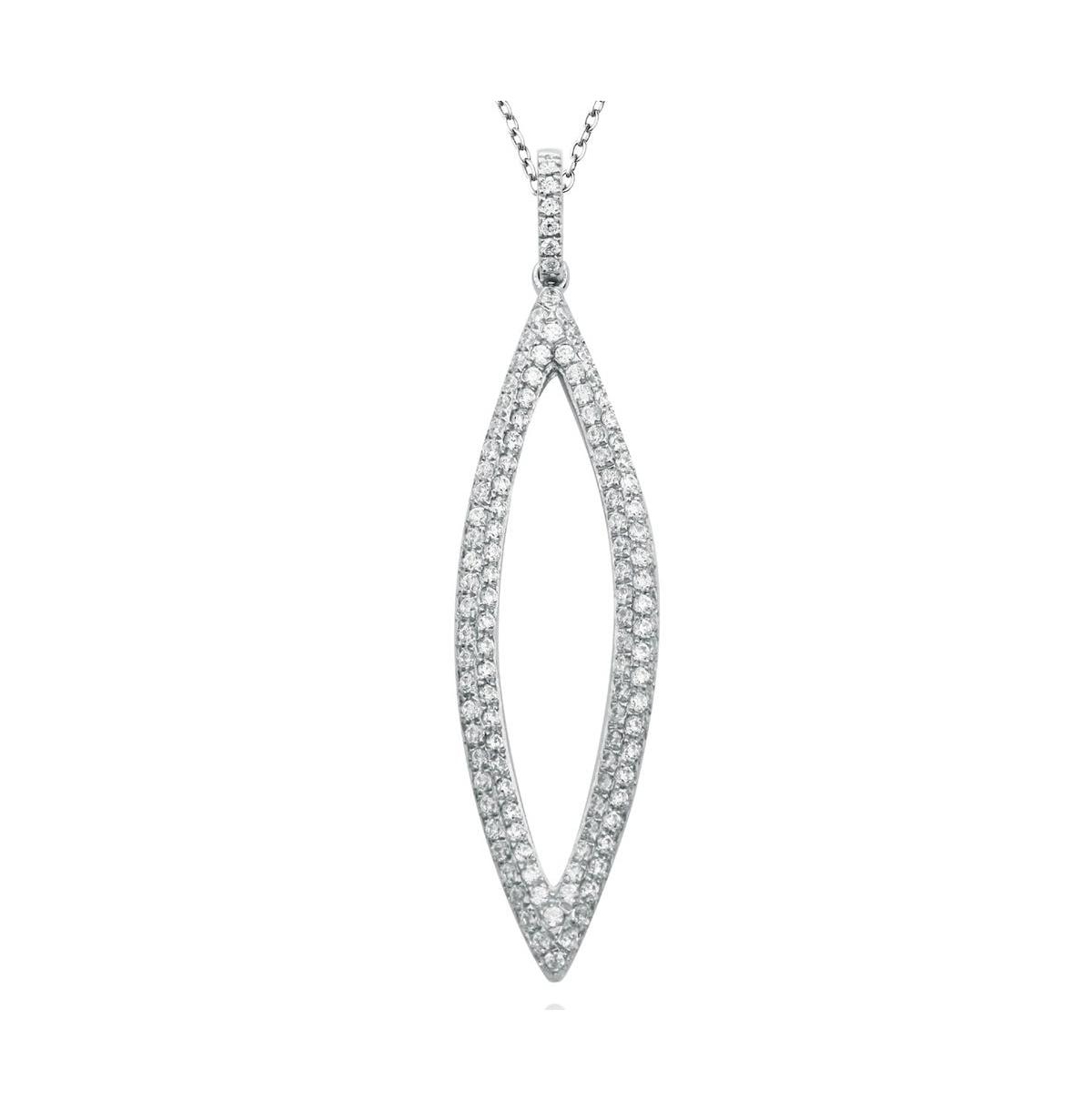 Suzy Levian Sterling Silver Cubic Zirconia Pave Open Marquise Drop Earrings - White