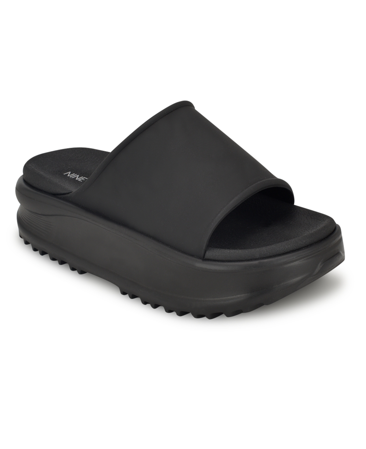 Shop Nine West Women's Sunshin Round Toe Slip-on Casual Sandals In Black