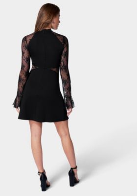 Women's Lace Bell Sleeve Cutout Dress