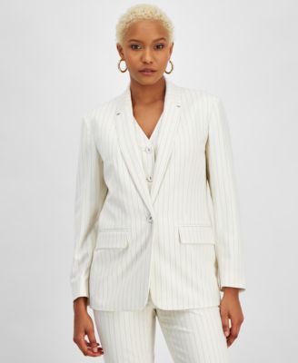 Bar III Women's Pinstripe Single-Breasted Blazer, Created for Macy's