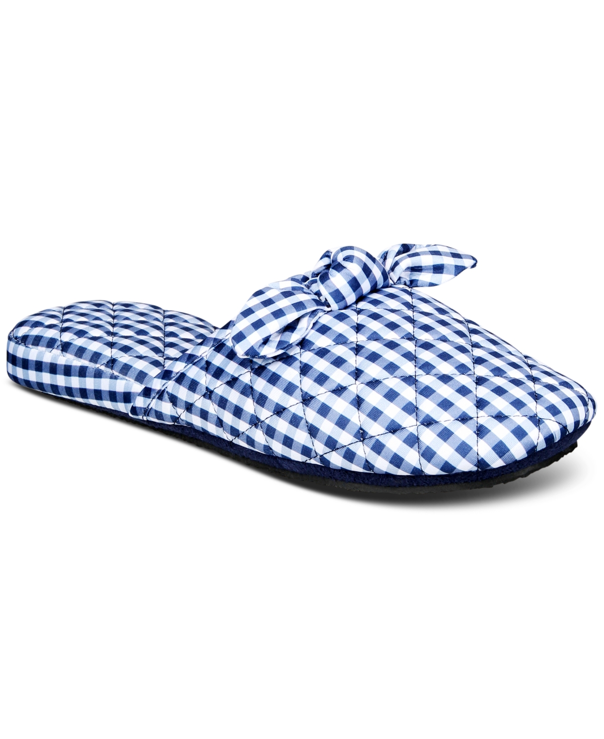 Women's Gingham-Print Bow-Top Slippers, Created for Macy's - Orchid Pink