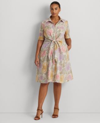 Lauren Ralph Lauren - Plus Size Linen Tie-Waist Shirtdress
