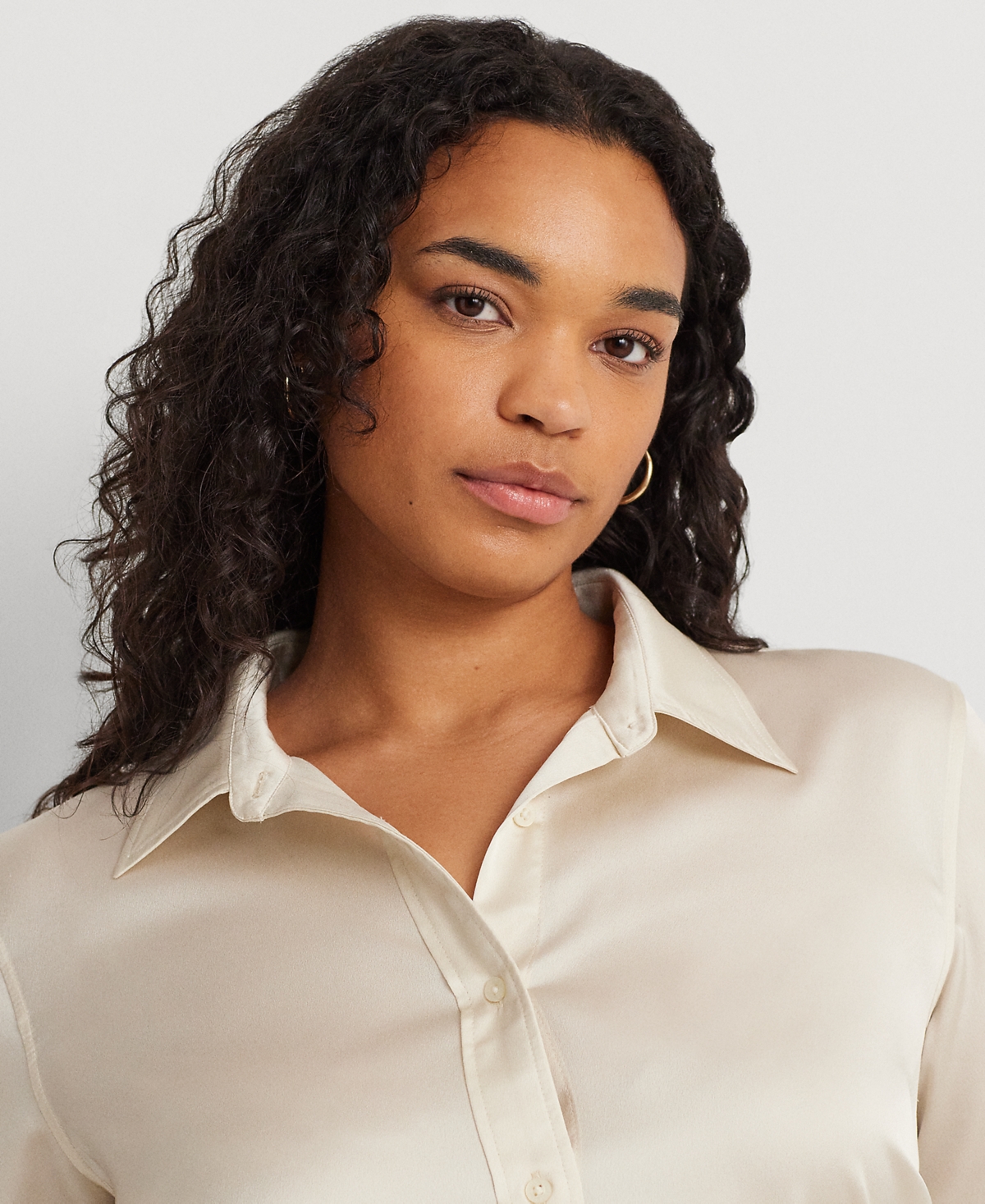 Lauren Ralph Lauren Plus Size Satin Charmeuse Shirt