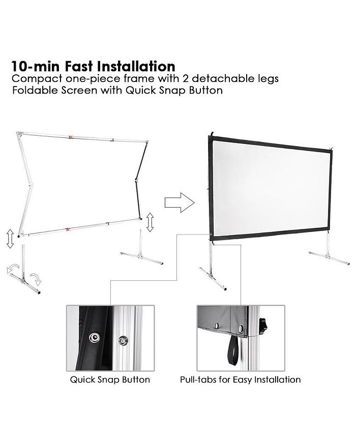 120" Portable Fast Folding Projector Screen 169 HD w/ Stand for