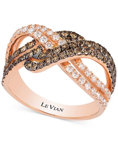 Le Vian White and Chocolate Diamond Weave Ring in 14k Rose Gold (1-1/4 ct. t.w.) - Rings ...