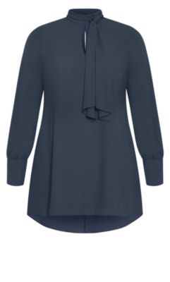 Plus Size Neck Tie Tunic Top