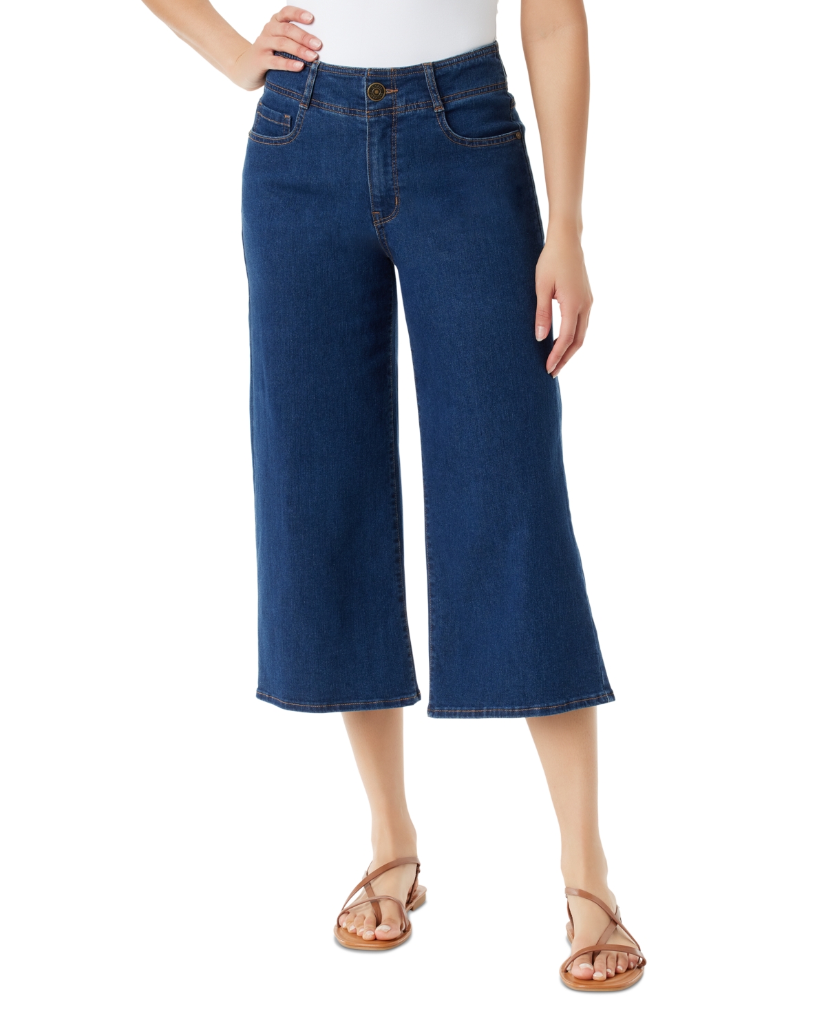 Gloria Vanderbilt Women's Shape Effect Tummy Sculpt Cropped Culotte Jeans In Commack Blue