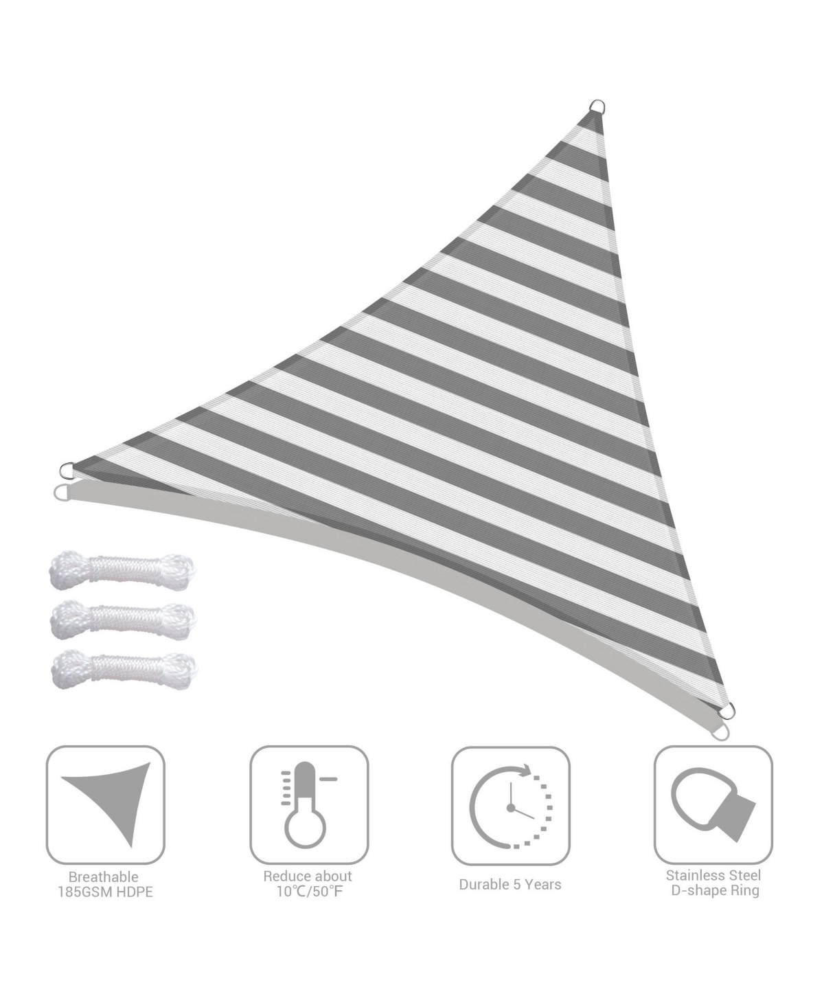 7 Ft 97% Uv Block Hdpe Triangle Sun Shade Sail Canopy Outdoor Patio Poolside