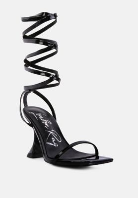Women's Lewk Strappy Tie Up Spool Heel Sandals