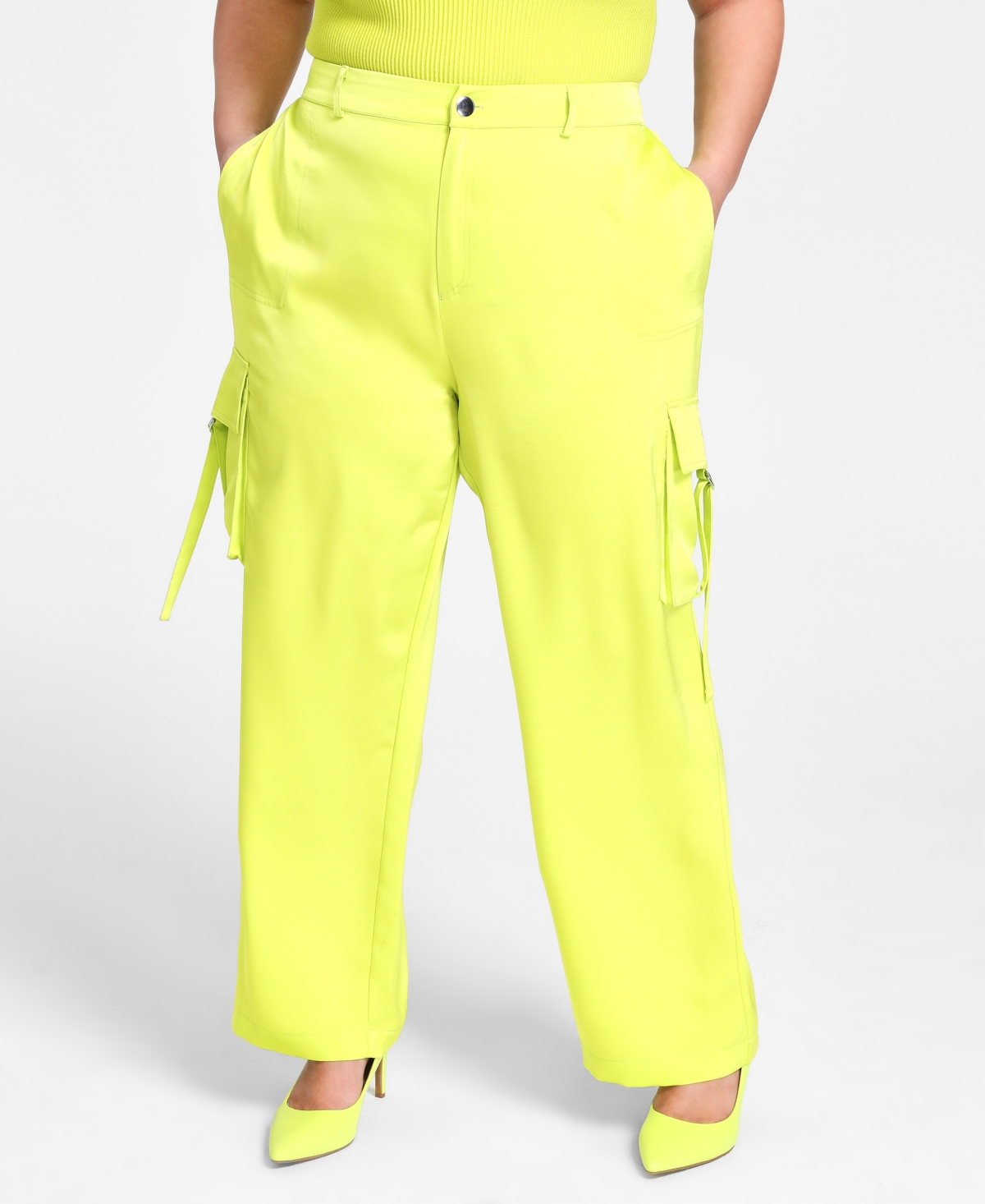 Nina Parker Trendy Plus Size Straight-leg Cargo Pants In Sulphur Spring