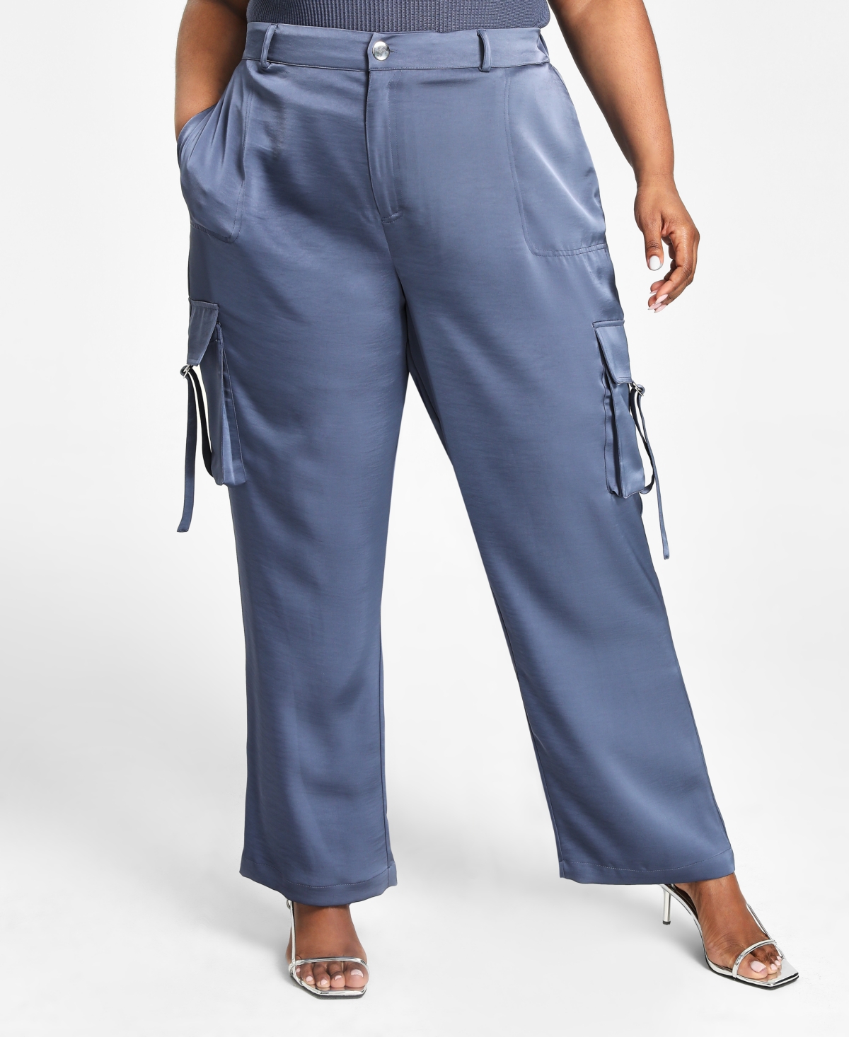 $99 Nina Parker Trendy Plus Size High-Waist Wide-Leg Jeans Blue