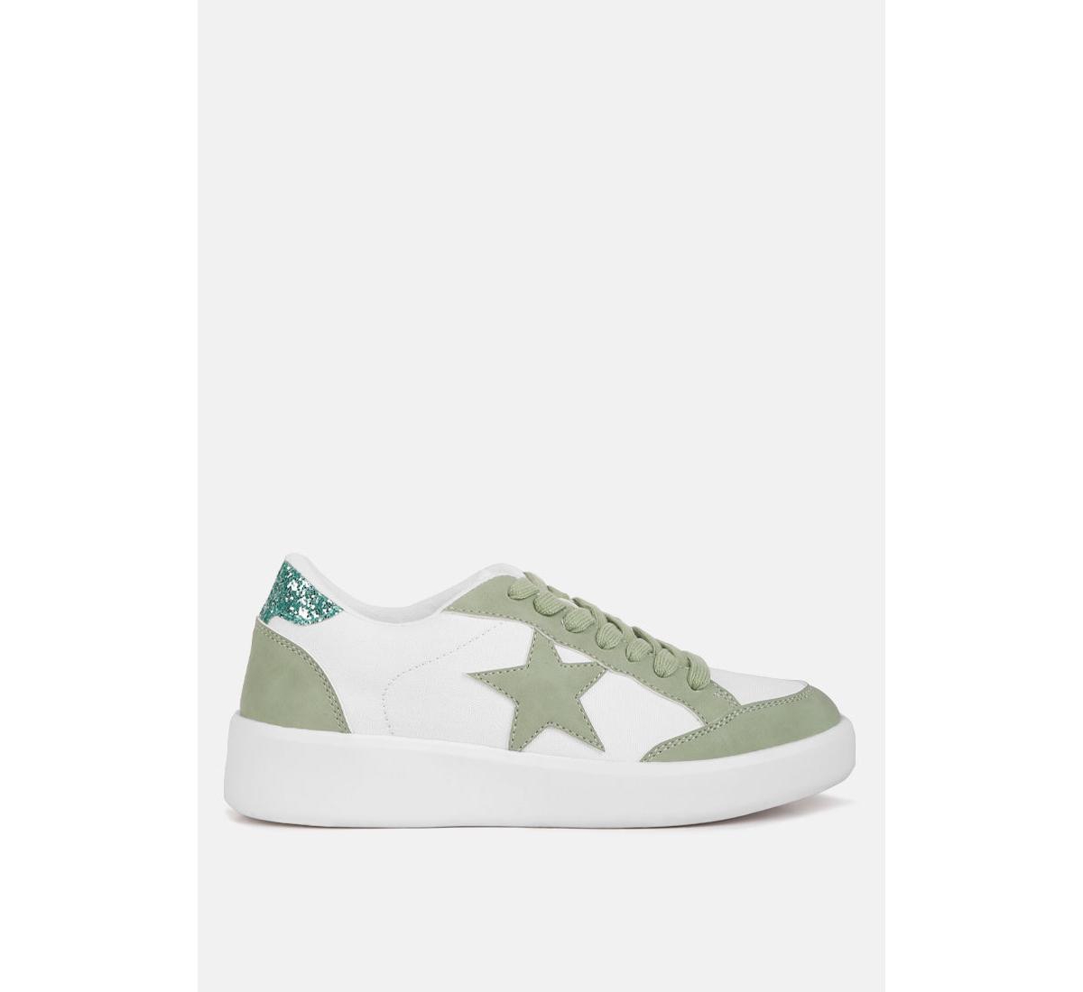 Women Perry Glitter Detail Star Sneakers - Green