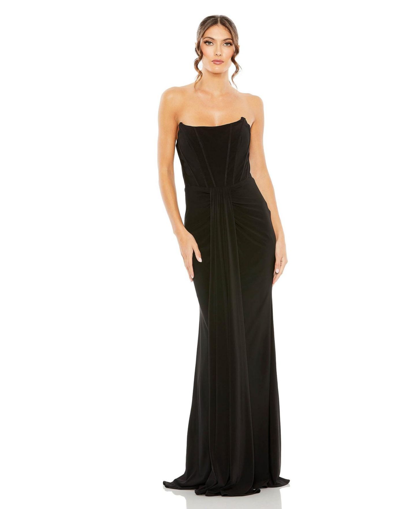 Женские платья Mac Duggal Ieena Strapless Sweetheart Jersey Gown With Waist Detail, цвет: Чёрный — фото 1