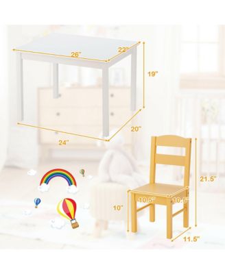 5 Piece Kids Wood Table Chair Set Activity Toddler Playroom Furniture