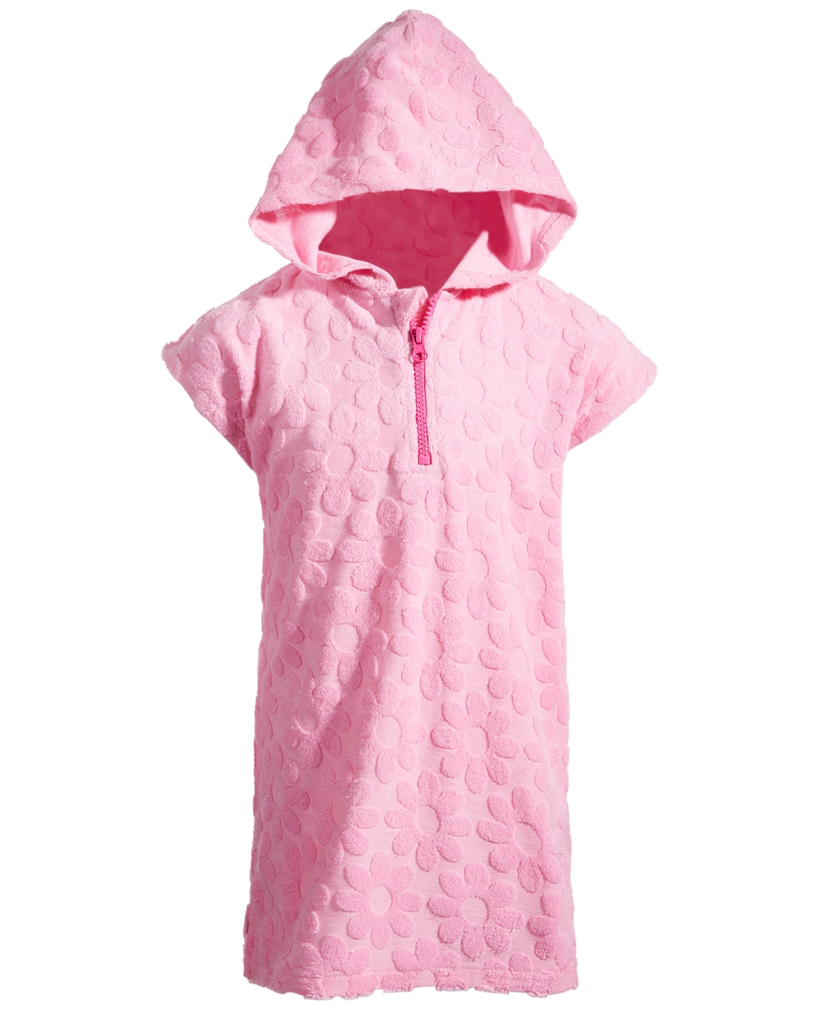 Epic Threads Kids' Toddler & Little Girls Textured Terry Cover-up Short-sleeves Zipper Hoodie, Created For Macy's In Juicy Pink
